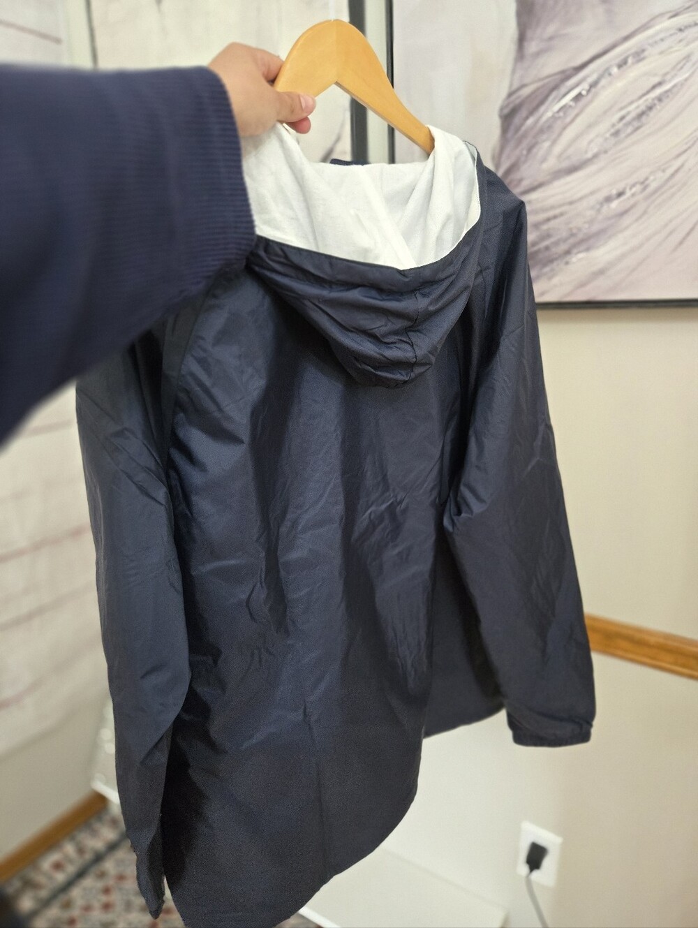 NWTCharles River Apparel Classic Pullover Rain Jacket Windbreaker XL  Navy Hoode - Picture 12 of 16